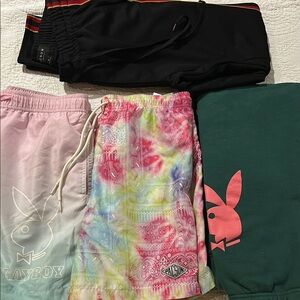 PacSun/Playboy Bundle. 4 item Bundle. Shirts, Swim, and joggers. Size Medium